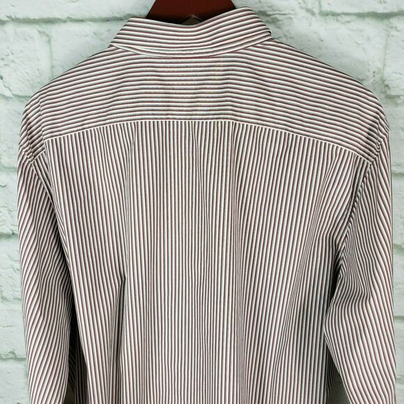 Banana Republic MensButton Down Shirt Slim Fit Red Multi Striped L/S XL 17-17.5 - Picture 3 of 9